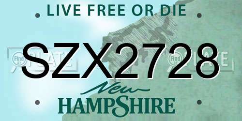 SZX2728 New Hampshire License Plate