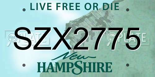 SZX2775 New Hampshire License Plate
