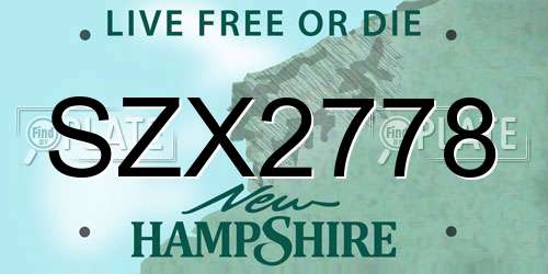 SZX2778 New Hampshire License Plate