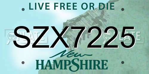 SZX7225 New Hampshire License Plate