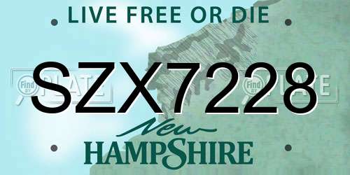SZX7228 New Hampshire License Plate