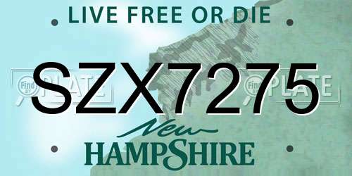 SZX7275 New Hampshire License Plate