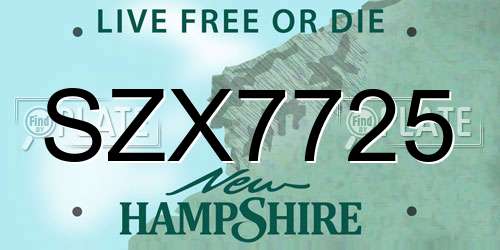 SZX7725 New Hampshire License Plate