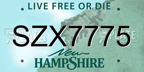 SZX7775 New Hampshire License Plate