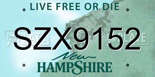 SZX9152 New Hampshire License Plate