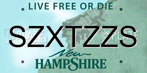 SZXTZZS New Hampshire License Plate