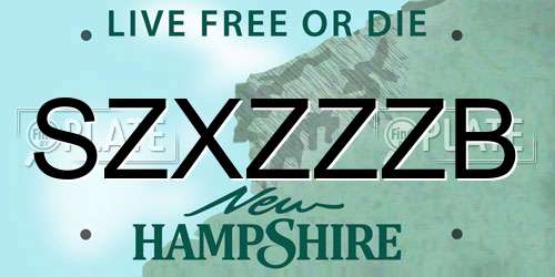SZXZZZB New Hampshire License Plate