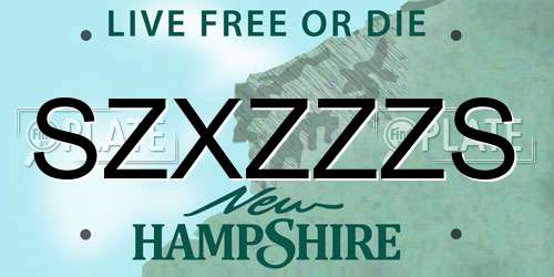 SZXZZZS New Hampshire License Plate