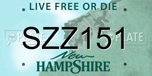 SZZ151 New Hampshire License Plate