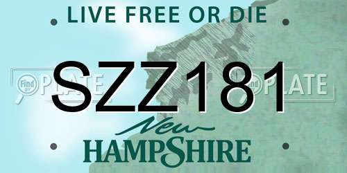 SZZ181 New Hampshire License Plate