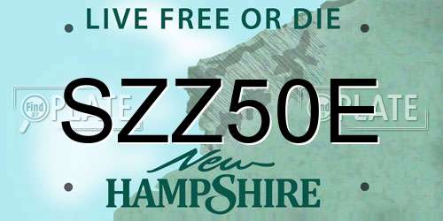 SZZ50E New Hampshire License Plate
