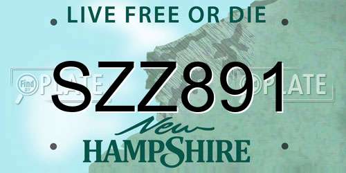 SZZ891 New Hampshire License Plate