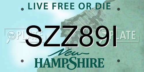 SZZ89I New Hampshire License Plate