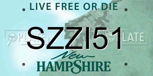 SZZI51 New Hampshire License Plate