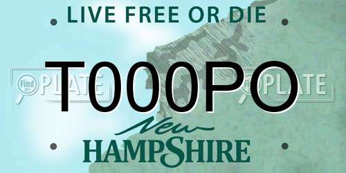 T000PO New Hampshire License Plate
