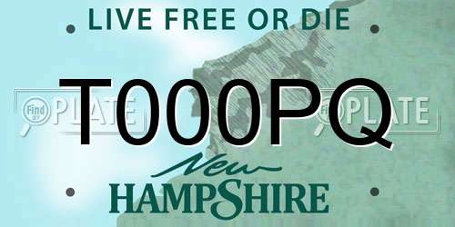 T000PQ New Hampshire License Plate