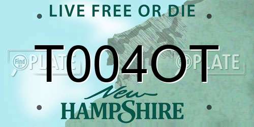 T004OT New Hampshire License Plate