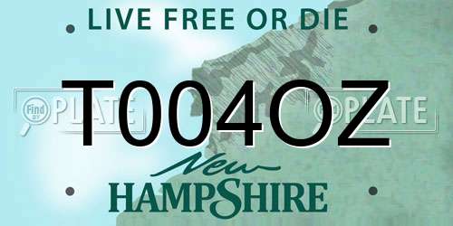 T004OZ New Hampshire License Plate