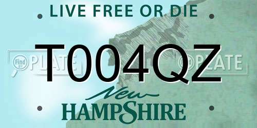 T004QZ New Hampshire License Plate