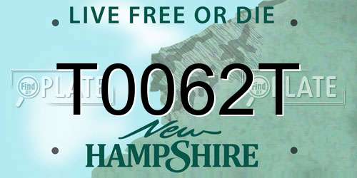 T0062T New Hampshire License Plate