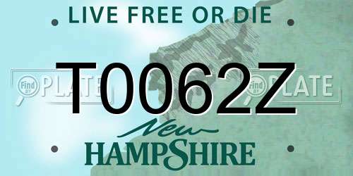 T0062Z New Hampshire License Plate