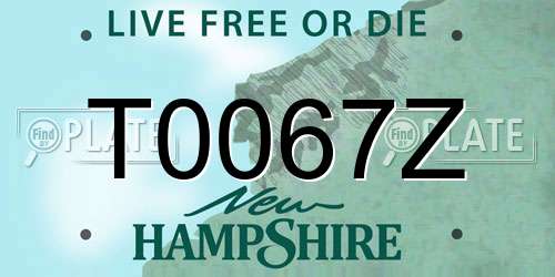 T0067Z New Hampshire License Plate