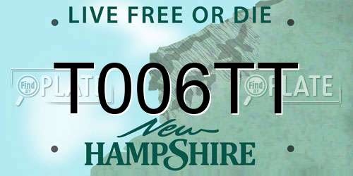 T006TT New Hampshire License Plate