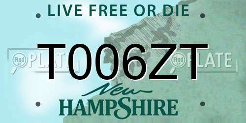 T006ZT New Hampshire License Plate