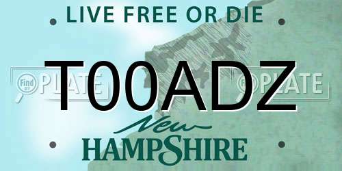 T00ADZ New Hampshire License Plate