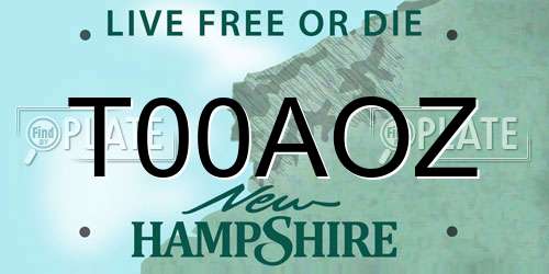 T00AOZ New Hampshire License Plate