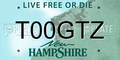 T00GTZ New Hampshire License Plate