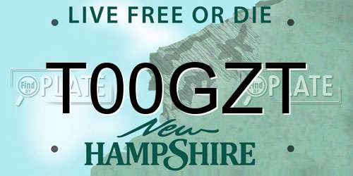 T00GZT New Hampshire License Plate