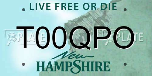 T00QPO New Hampshire License Plate