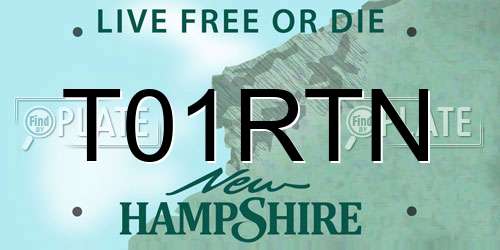 T01RTN New Hampshire License Plate