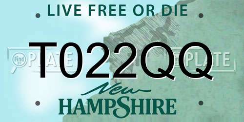 T022QQ New Hampshire License Plate