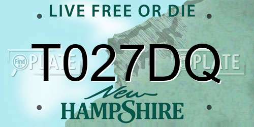 T027DQ New Hampshire License Plate