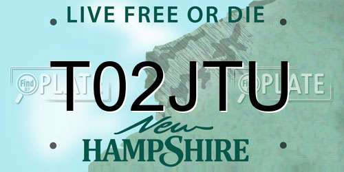 T02JTU New Hampshire License Plate