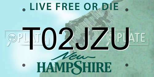T02JZU New Hampshire License Plate