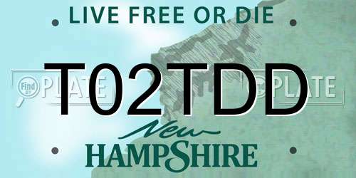 T02TDD New Hampshire License Plate