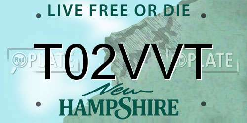 T02VVT New Hampshire License Plate