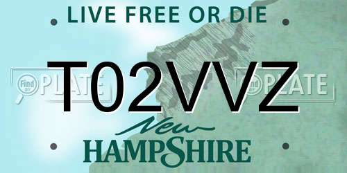T02VVZ New Hampshire License Plate