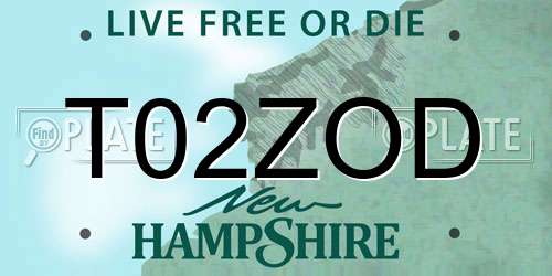 T02ZOD New Hampshire License Plate