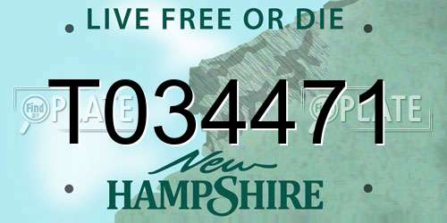 T034471 New Hampshire License Plate