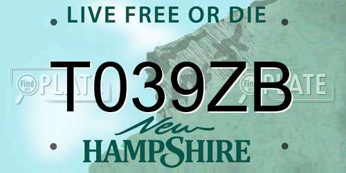 T039ZB New Hampshire License Plate