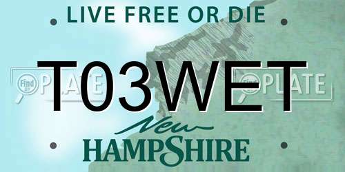 T03WET New Hampshire License Plate