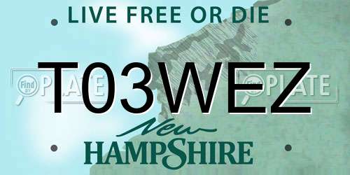 T03WEZ New Hampshire License Plate