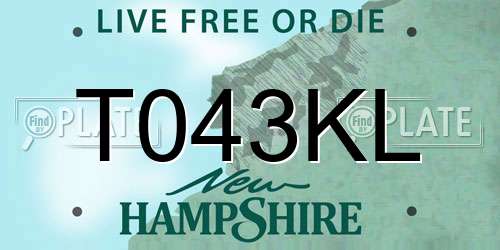 T043KL New Hampshire License Plate