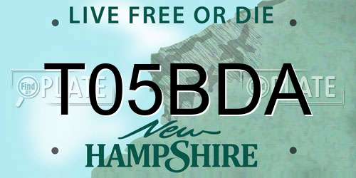 T05BDA New Hampshire License Plate