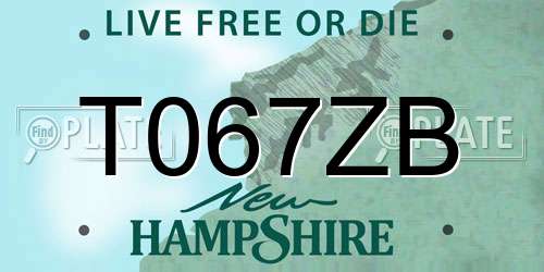 T067ZB New Hampshire License Plate