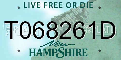 T068261D New Hampshire License Plate